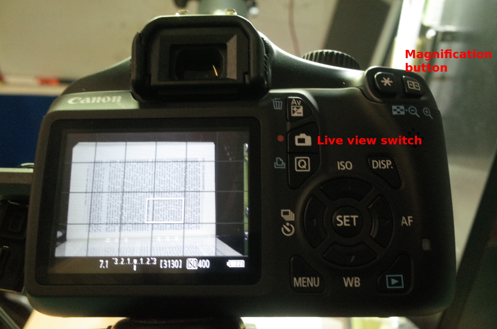 Live-view switch and the magnification button